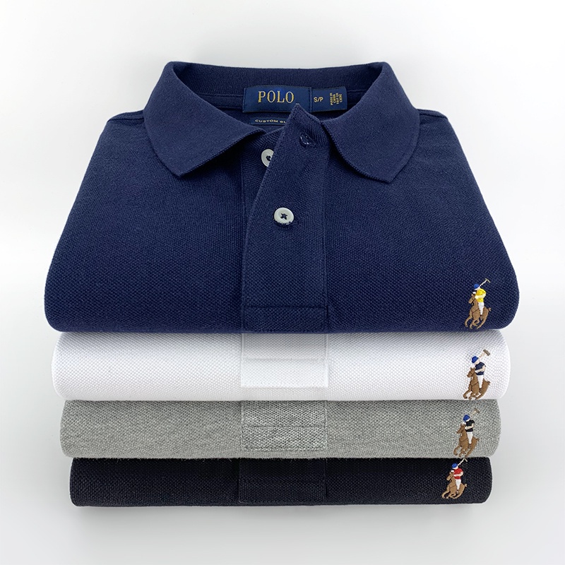【 New Paul】New_Ralph Lauren Lapel Short-sleeved Polo Shirt Men’s New Summer High-end Mature Dad Paul Shirt Large Size Loose Cotton Breathable Lapel T-shirt
