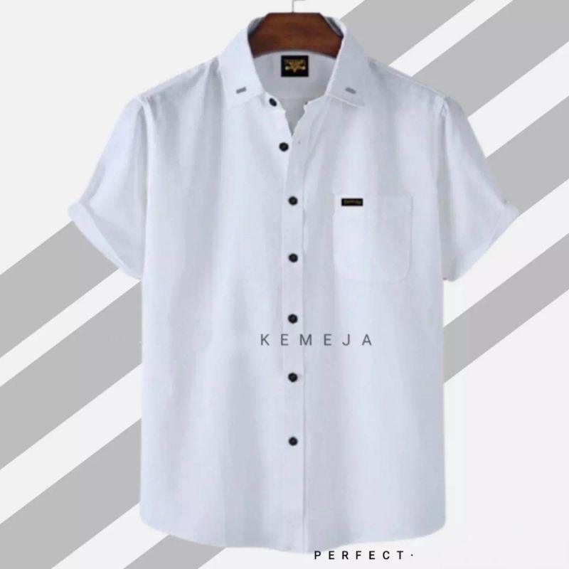 KEMEJA Men’s Plain Shirt Short Sleeve Distro Premium Size M To XXXL