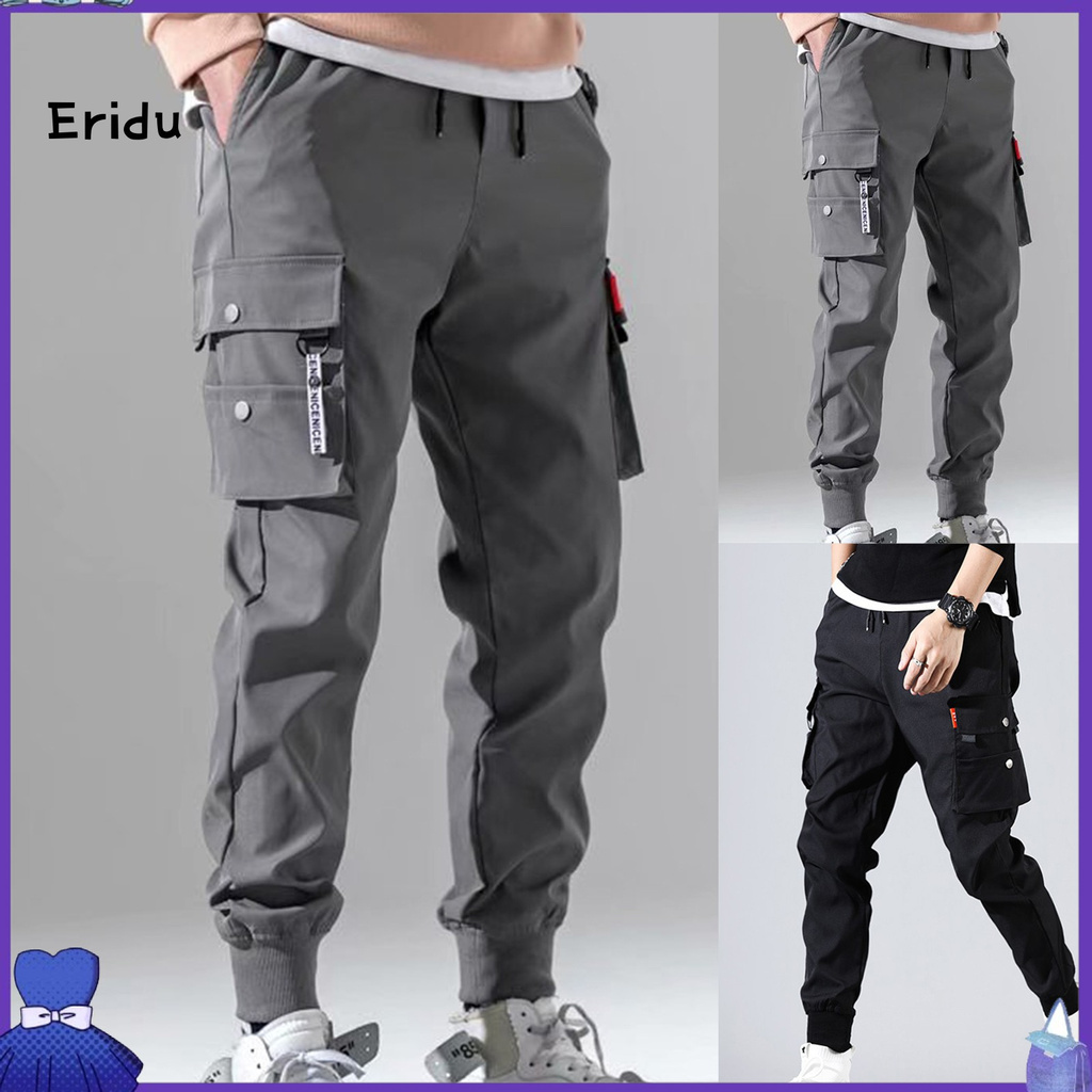 ERIN Men’s Wear  2 Colors Men Pants Men Simple Beam Feet Cargo Pants Breathable for Daily Life