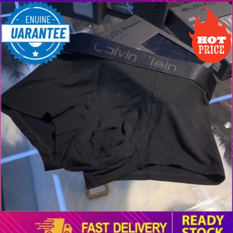 [BOX+3PS] black gift box men’s underwear ice silk modal cotton seamless antibacterial plus size boxer shorts ck_underwear