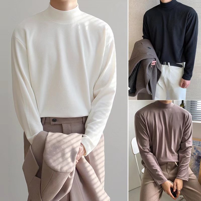 Dralon Fabric, HOT Long Sleeve T-Shirt, Handsome Top, Men’s Turtleneck Pullover