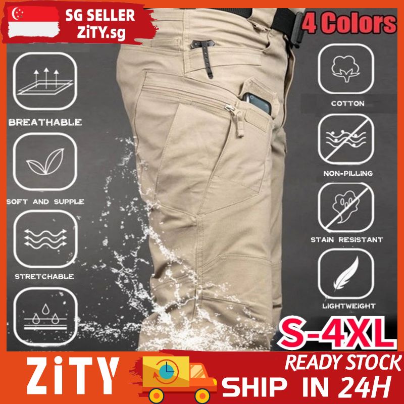 ?ZiTY?IX7 S-4XL Tactical Pants Waterproof Slim Fit Multi Pockets Anti-stain Tactical Black Cargo Pants Men Military Tactical Cargo Pants Outdoor Men’s Training Pants