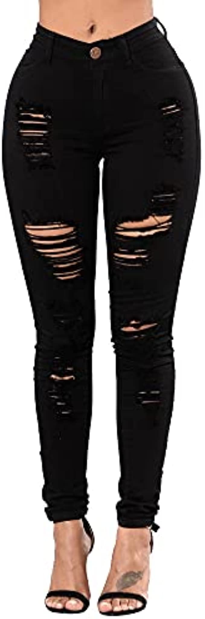 TKMUNY Women’s High Rise Stretch Skinny Ripped Jeans Distressed Denim Leggings