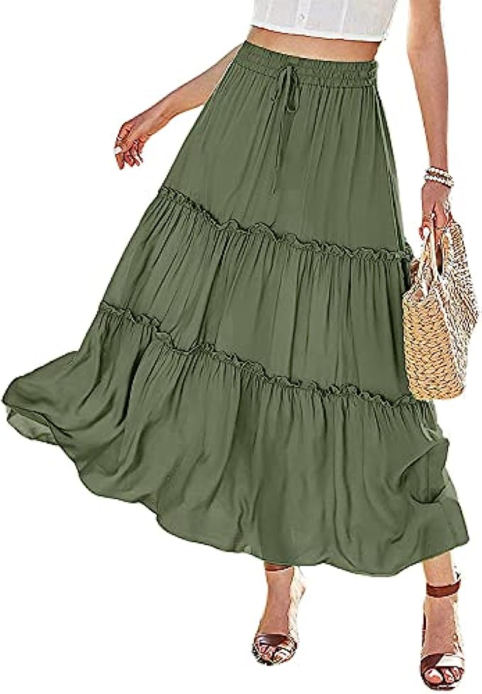 Avanova Women’s Ditsy Floral Split Thigh High Waist Summer Boho A Line Midi Skirt